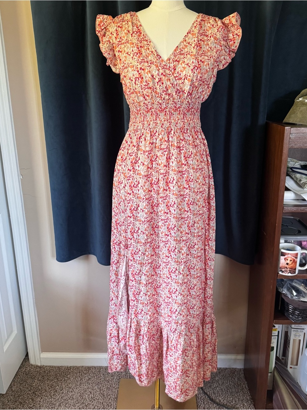 Bibi Floral Pink Summer Maxi Dress with Smocked Waist Soft Rayon